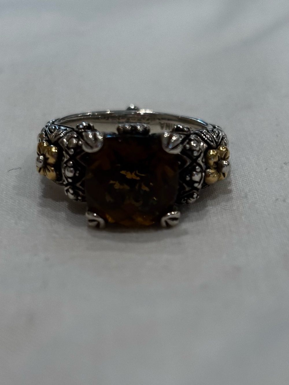 Barbara Bixby Smokey Quartz Sterling and 18k Gold Ring